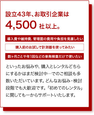 設立43年、お取引企業は4500社以上。