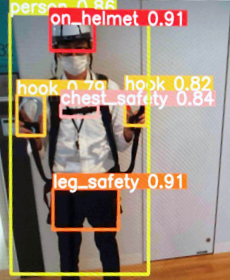 AIが保安具着用を判定している様子