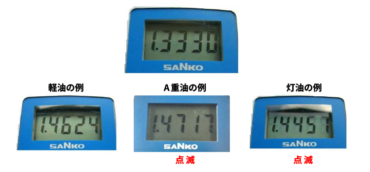 軽油の判定範囲外を点滅表示